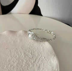 【Wire Wrapping Bangle】 Fresh Water Pearl Wire Wrapping Bangle