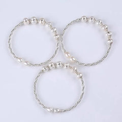 【Wire Wrapping Bangle】 Fresh Water Pearl Wire Wrapping Bangle